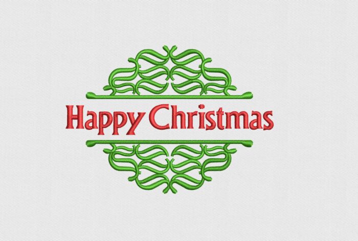 Happy Christmas Logo Digitized for Machine Embroidery Buy Online $5 Only - Image 1