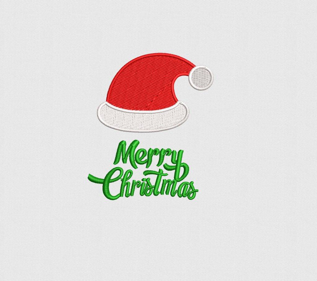 Buy Merry Christmas Hat Embroidery Design Digitized for Machine Embroidery