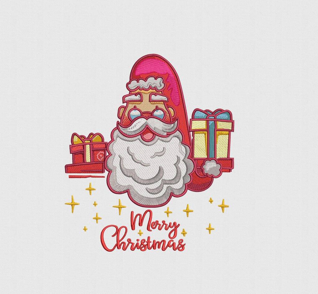 Buy Santa Merry Christmas Embroidery Design Digitized for Machine Embroidery