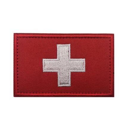 Switzerland Flag Embroidered Patch | Iron On or Sew On | Digitized File