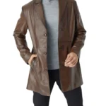 Dusk Warrior Brown Leather Trench Coat