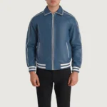 Cooper Blue Leather Varsity Jacket