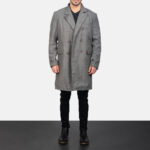 Claud Grey Wool Double Breasted Coat - Image 3