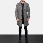 Petrillo Grey Wool Single Breasted Coat - Image 3