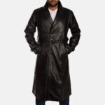 Sovereign Black Leather Trench Coat