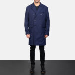Claud Blue Wool Double Breasted Coat