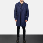 Claud Blue Wool Double Breasted Coat - Image 3