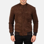 Riot Mocha Suede Bomber Jacket