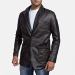 Bourbon Black Leather Blazer