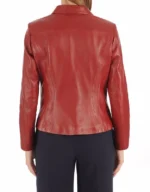 Oasis Red Leather Biker Jacket - Image 3