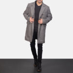 Claud Grey Wool Double Breasted Coat - Image 4