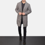 Petrillo Grey Wool Single Breasted Coat - Image 4