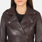 Garnet Maroon Leather Biker Jacket - Image 6