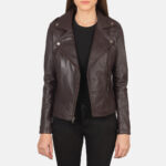 Heritage Hellion Maroon Leather Biker Jacket - Image 3