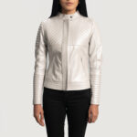 Icy Vixen Silver Quilted Leather Biker Jacket - Image 4