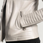 Icy Vixen Silver Quilted Leather Biker Jacket - Image 6