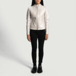 Icy Vixen Silver Quilted Leather Biker Jacket