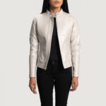 Icy Vixen Silver Quilted Leather Biker Jacket - Image 3