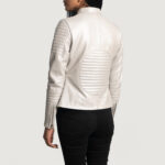 Icy Vixen Silver Quilted Leather Biker Jacket - Image 5