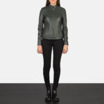 Retro Green Leather Biker Jacket