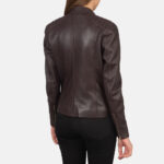 Scarlet Maroon Leather Biker Jacket - Image 5