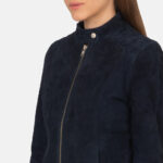 Oceanic Blue Suede Biker Jacket - Image 6