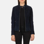 Oceanic Blue Suede Biker Jacket - Image 3