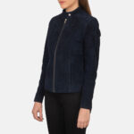 Oceanic Blue Suede Biker Jacket - Image 2