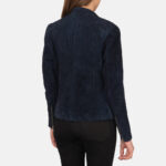 Oceanic Blue Suede Biker Jacket - Image 5