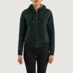 Terra Rebel Green Hooded Suede Bomber Jacket - Image 4