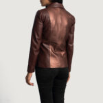 Ruby Metallic Maroon Leather Blazer - Image 5