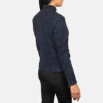 Prussian Blue Suede Biker Jacket - Image 5