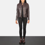 Wine Warrior Maroon Leather Biker Jacket