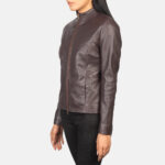 Wine Warrior Maroon Leather Biker Jacket - Image 2