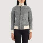 Aerialist Grey Suede Bomber Jacket - Image 4