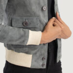 Aerialist Grey Suede Bomber Jacket - Image 6