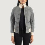 Aerialist Grey Suede Bomber Jacket - Image 3