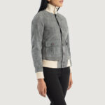 Aerialist Grey Suede Bomber Jacket - Image 2