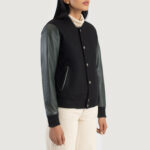 Savant Green & Black Hybrid Varsity Jacket - Image 2