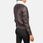 Bordeaux Bravo Maroon Leather Bomber Jacket - Image 5
