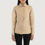 Zenith Beige Leather Shirt Jacket - Image 4