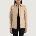 Zenith Beige Leather Shirt Jacket - Image 3