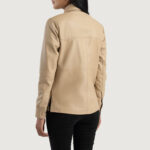 Zenith Beige Leather Shirt Jacket - Image 5