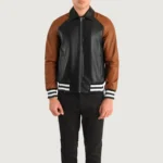 Falken Black & Brown Leather Varsity Jacket