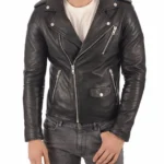Duke Black Leather Biker Jacket