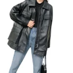 Dark Romance Black Oversized Leather Jacket