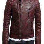 Mens Burgundy Biker Jacket