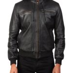 Smooth Black Hooded Leather Jacket For Men’s