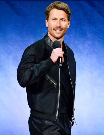 Twisters 2024 Glen Powell Black Leather Jacket