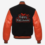 Printed Happy Halloween Leather Jacket